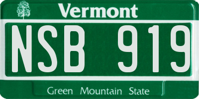 VT license plate NSB919