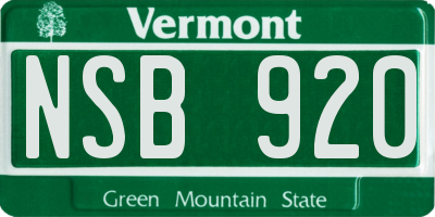 VT license plate NSB920