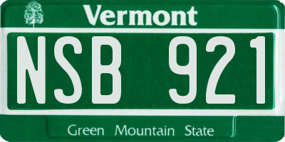 VT license plate NSB921