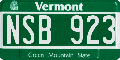 VT license plate NSB923