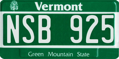 VT license plate NSB925