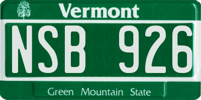 VT license plate NSB926