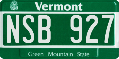 VT license plate NSB927