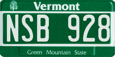 VT license plate NSB928