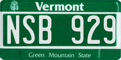 VT license plate NSB929