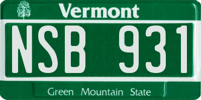 VT license plate NSB931
