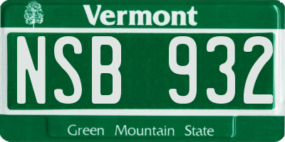 VT license plate NSB932
