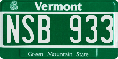VT license plate NSB933
