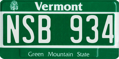 VT license plate NSB934