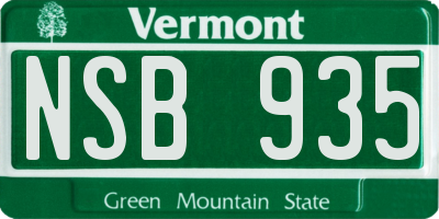 VT license plate NSB935