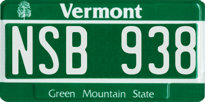 VT license plate NSB938
