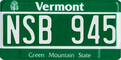 VT license plate NSB945