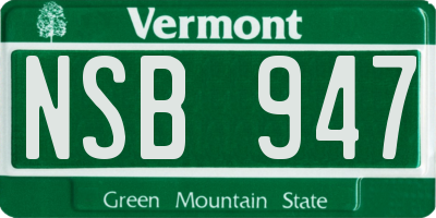 VT license plate NSB947