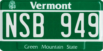 VT license plate NSB949