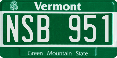 VT license plate NSB951