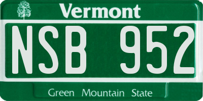 VT license plate NSB952