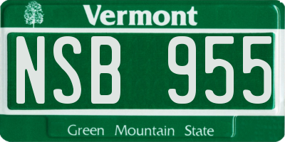 VT license plate NSB955