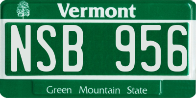 VT license plate NSB956