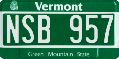 VT license plate NSB957