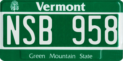 VT license plate NSB958