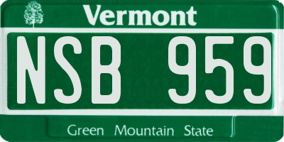 VT license plate NSB959
