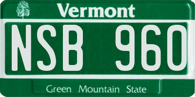 VT license plate NSB960