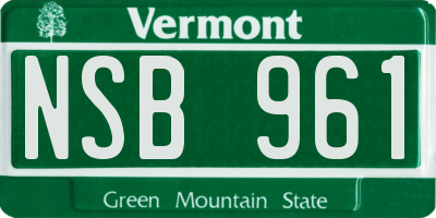 VT license plate NSB961