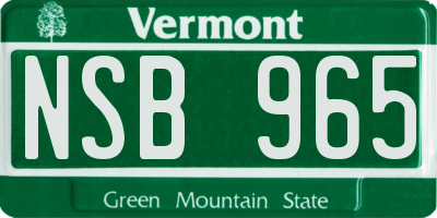 VT license plate NSB965