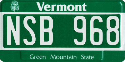 VT license plate NSB968