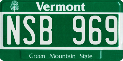 VT license plate NSB969