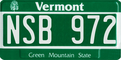 VT license plate NSB972