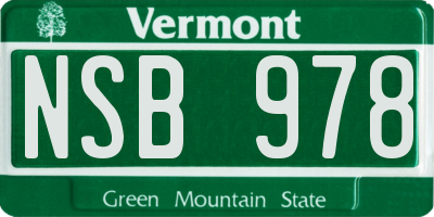 VT license plate NSB978