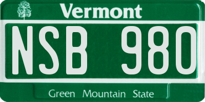 VT license plate NSB980