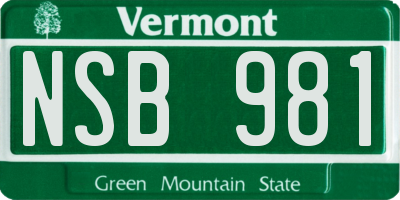 VT license plate NSB981