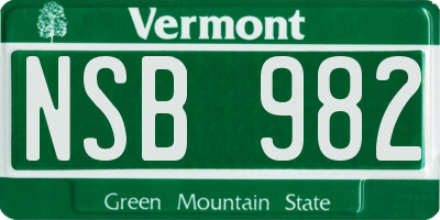 VT license plate NSB982