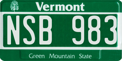 VT license plate NSB983