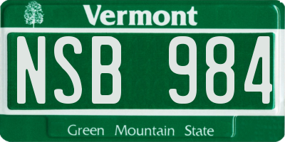 VT license plate NSB984