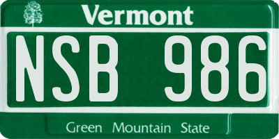 VT license plate NSB986