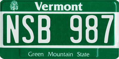 VT license plate NSB987