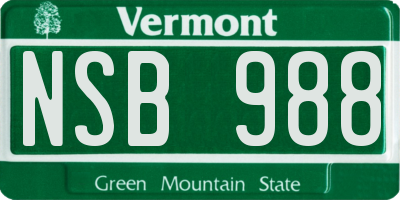 VT license plate NSB988