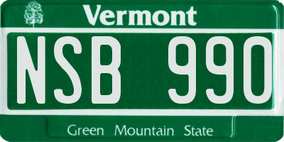 VT license plate NSB990