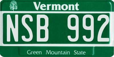 VT license plate NSB992