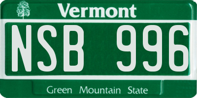 VT license plate NSB996