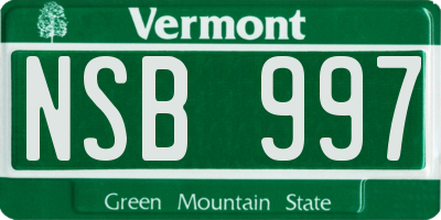 VT license plate NSB997