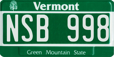 VT license plate NSB998