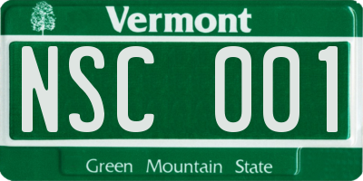 VT license plate NSC001