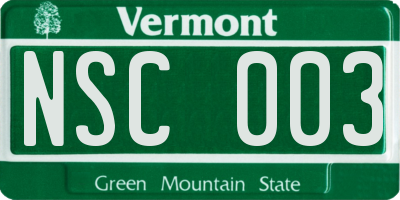 VT license plate NSC003