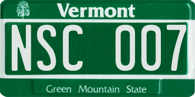 VT license plate NSC007