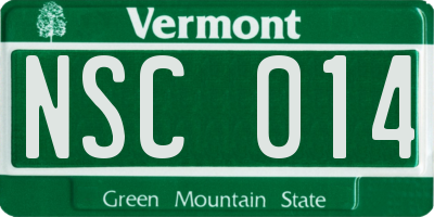 VT license plate NSC014