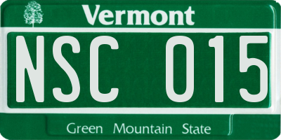 VT license plate NSC015
